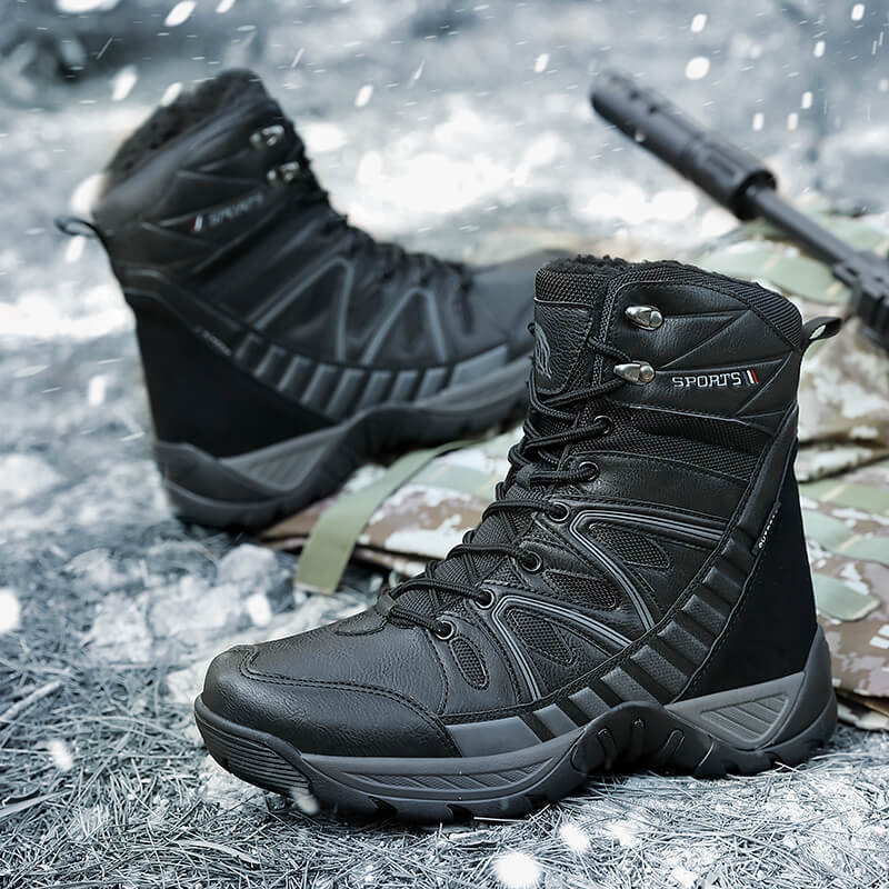 New outdoor high-top hiking shoes fleece wear-resistant cotton shoes light hiking shoes large size snow boots