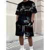 Men's sportswear, ice silk short sleeves and shorts running clothes, men's table tennis and badminton wear gradient T-shirt