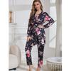 Three-Piece Pajama Set: Robe, Long Pants & Camisole In European & American Sizes