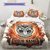 Custom Name New Zealand Warriors Pattern Bedding Quilt Set  Home Decoration  Gift (1 * Duvet Cover + 2 * Pillowcase  Without Core)