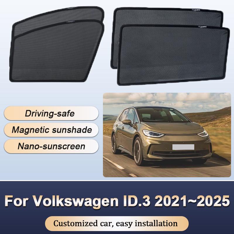 Sun Shades For Volkswagen VW ID.3 ID3 2021~2025 2023 Sunshades Heat Insulation Curtains Privacy Windows Visors Car Accessories