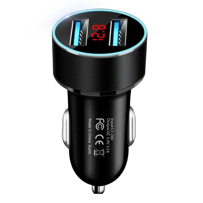 QC 3.0 Car Charger Multi-function Dual USB LED Display Voltmeter Monitors Car Cigarette Lighter Charger Adapter Car Supplies