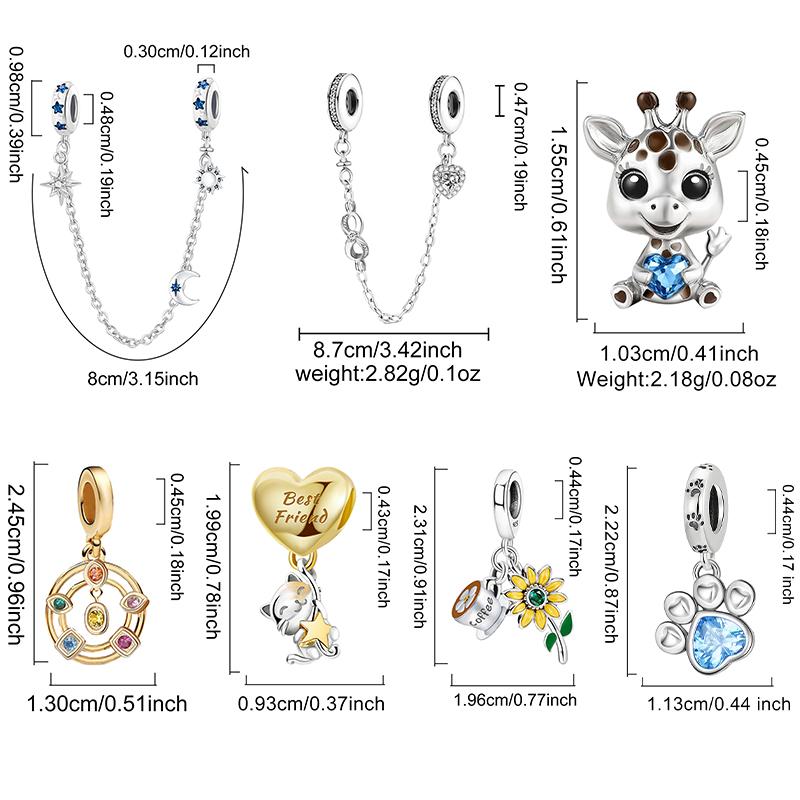 Copper Giraffes Sunflower Coffee Cat&Puppy Love Pendant Charm Ball Suitable For Diy Women'S High Quality Jewelry