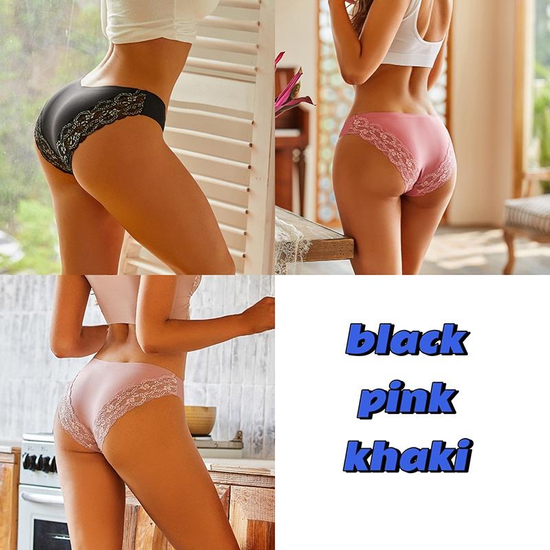 3PCS/SET Bezešvé kalhotky pro ženy Krajkové kalhotky Bez stop a prodyšné spodní prádlo s nízkým pasem, jednobarevné spodní prádlo