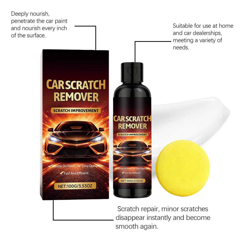 Scratch Remover for Vehicles 100g Polishing Compound with Sponge Car Scratch Repair Kit for Light Oxidation Water Spots Paint