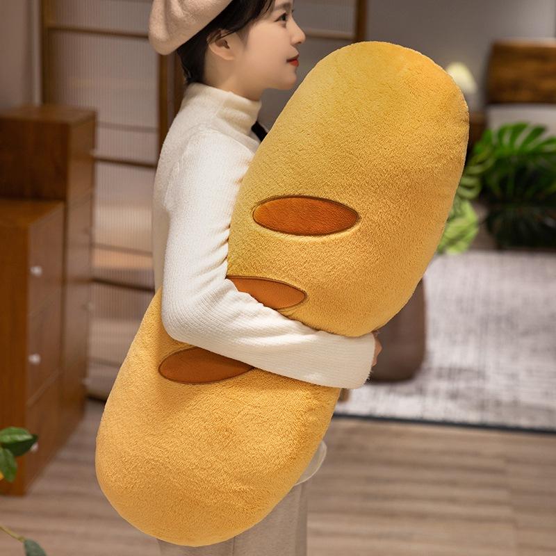 Simulated Cute Baguette Pillow Cheese Plush Toy Sleeping on Long Bed Legs Doll Sofa Cushion