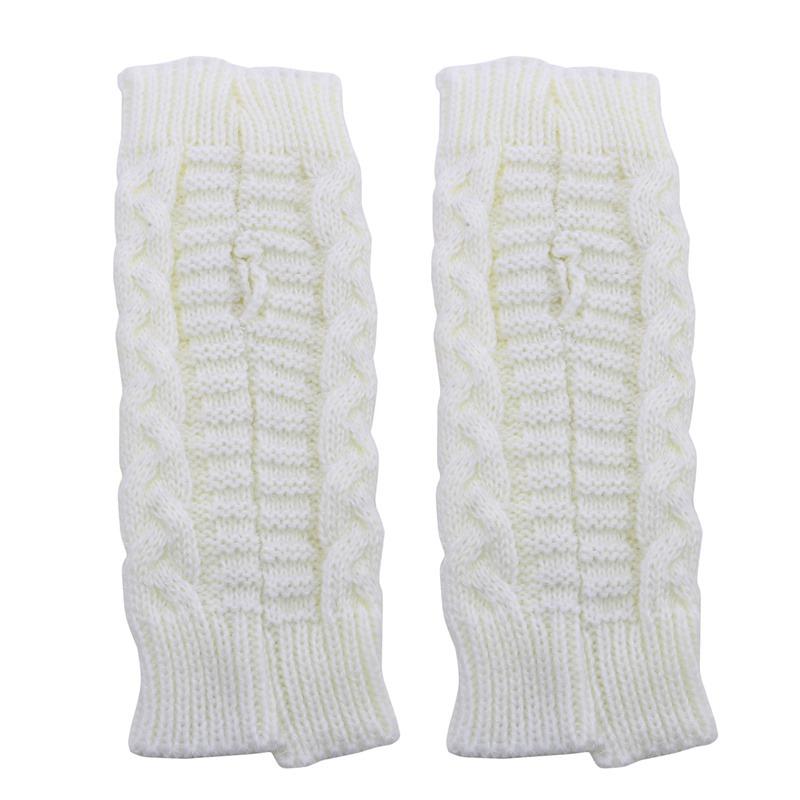 Women Winter Warm Fashion Knitted Arm Fingerless Gloves Outdoor Soft Touchscreen Mittens