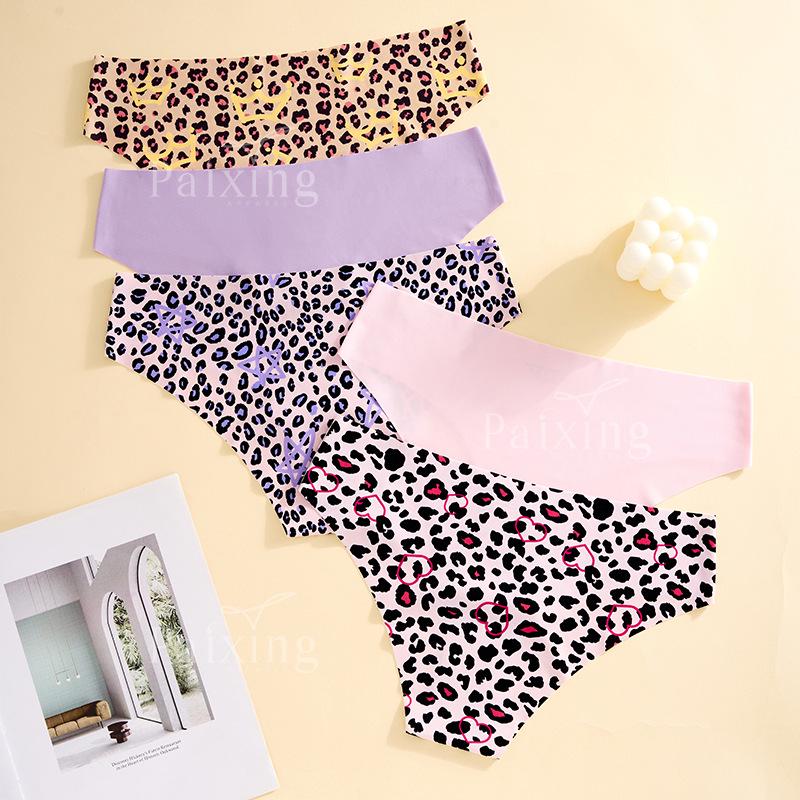 Leopard Heart Seamless Yoga Panties - Thin, Invisible, Quick-Drying, Ice Silk Nude Feel Women's Triangle Underwear