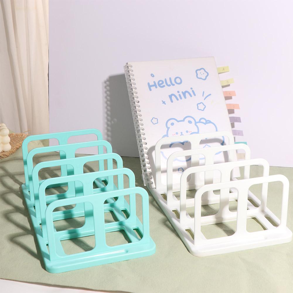 4 Grid Desk Bookshelf Display Divider Book Stand Self-assembly Desktop Bookends  Book Holder