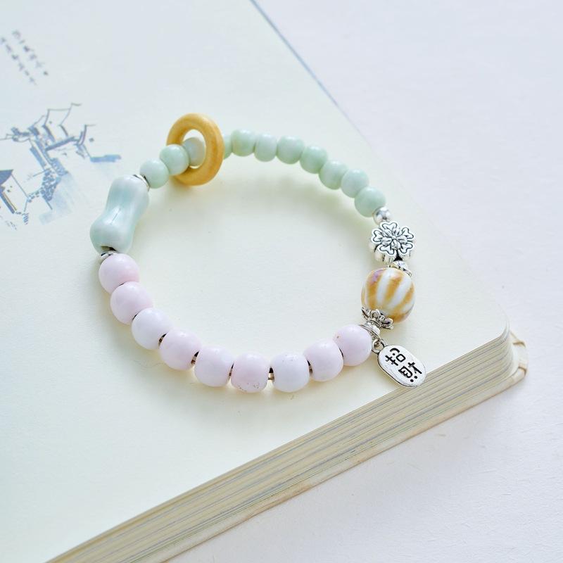 Jingdezhen Ceramic Beaded Bracelet, Ethnic Versatile Design Handmade Couple Wrist Jewelry 1