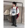 Kids Neutral Cartoon Letter Cotton Long Sleeve Pullover Sweatshirt