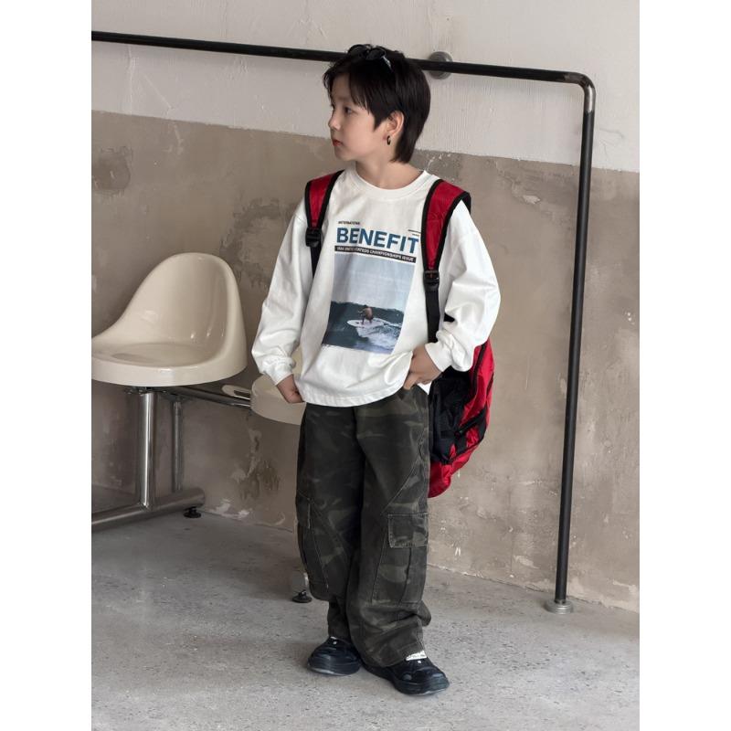 Kids Neutral Cartoon Letter Cotton Long Sleeve Pullover Sweatshirt
