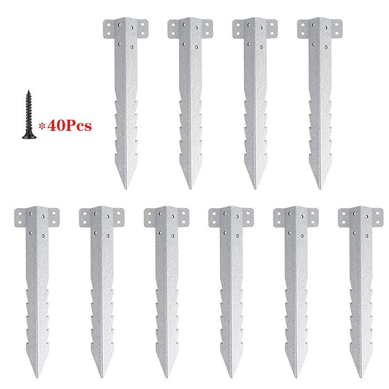 

10 шт. Колышки для шпал, Анкеры для столбов забора, Грунтовые шипы, Металлический колышек для грунта, Приподнятая садовая клумба, Деревянная садовая окантовка-бордюр one size