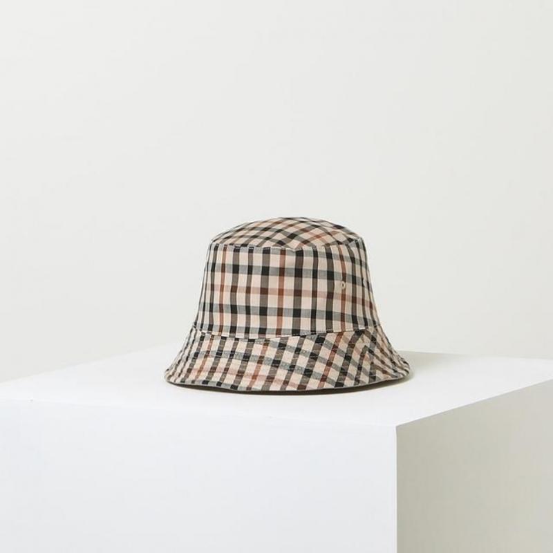 DakS Women S reverSible Bucket Hat Beige Check Embroidery Dbhe4e119i2