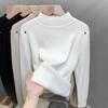One-piece Fleece Semi-turtleneck Sweater Women's Fleece Thickened Bottoming Shirt Autumn and Winter New Knitted Sweater with Top Tide