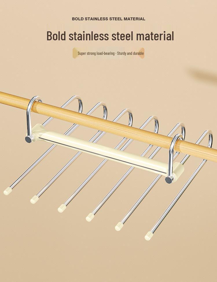 Multi-functional Non-slip Folding Pants Rack with Clips for Wardrobe Storage