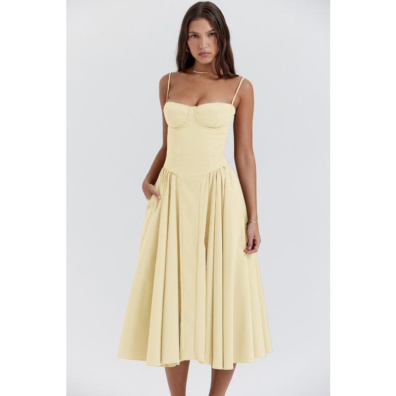 Summer New Temperament Palace Style New Low-cut Suspender Style Large Swing Dress for Women