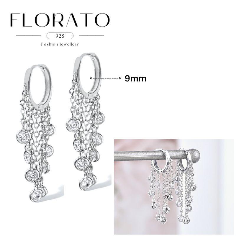FLORATO 925 Silver Earrings Chain Tassel Pendant Earrings Zircon Silver Earrings for Women Trend Luxury Wedding Jewelry