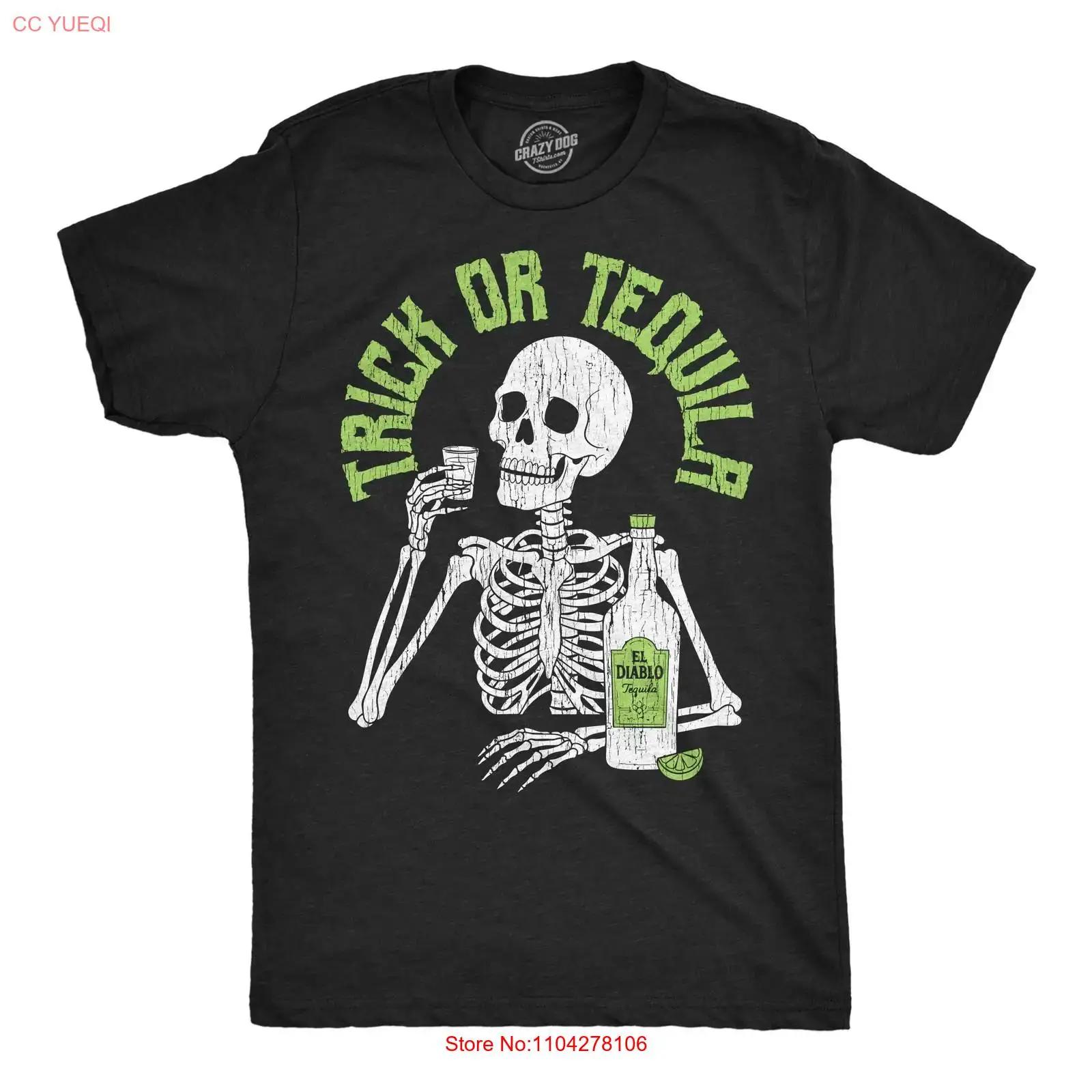 

Mens Funny T Shirt Trick Or Tequila Sarcastic Halloween Novelty vintage Washed Slightly Comfortable Soft fashion homme graphic 5XL різнокольоровий