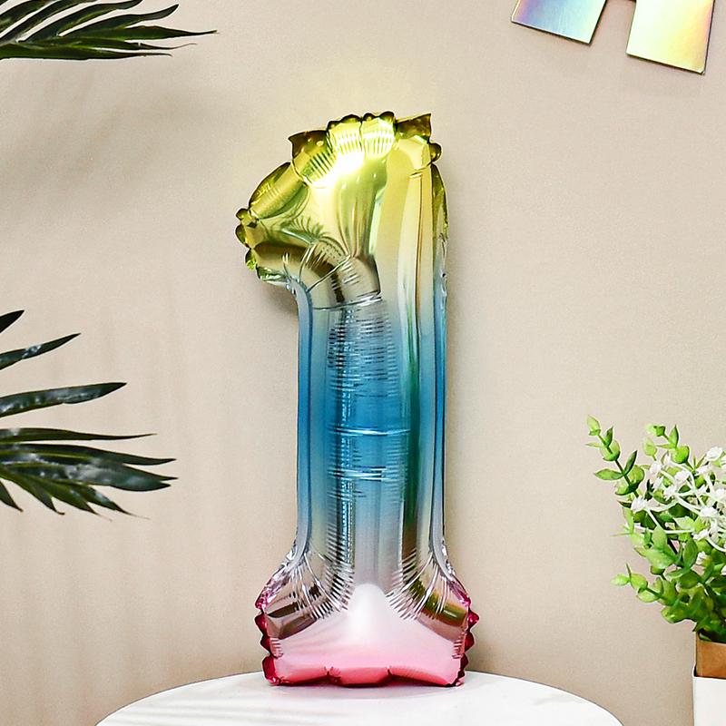 16-Inch Colorful Rainbow Gradient Aluminum Balloon for Kids' Birthday Decoration, Ages 1-5