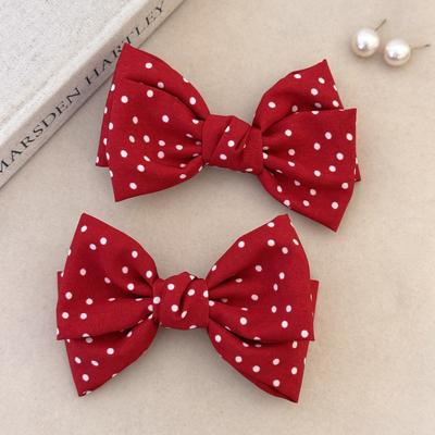 Japanese and Korean Dot Bow Hair Clip Handmade Fabric Hair Accessories Women's Hair Clips