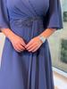 Women's New Style V-Neck Ruffled Dress Fashion Solid Color Long Dress Gentle