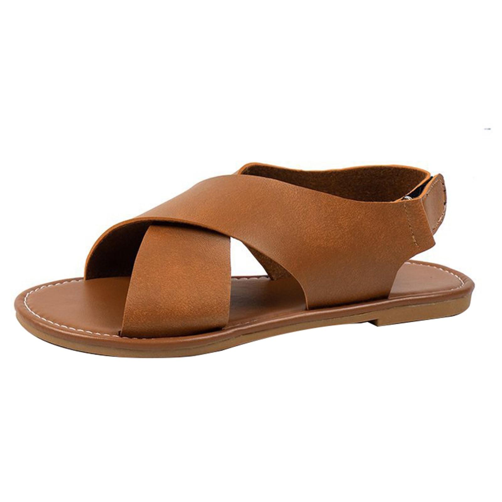 

Модная женская повседневная обувь, дышащие плоские сандалии для отдыха на открытом воздухе 43 коричневый