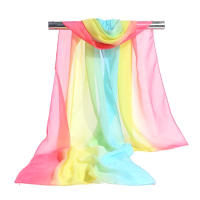 Spring Long Scarf Women's Gradually Changing Color Chiffon Scarf Summer Thin Printed Scarf Performance Dance Dual-use