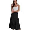 2026 European and American new summer elastic high-waisted bohemian long skirt casual drawstring A-shaped long skirt