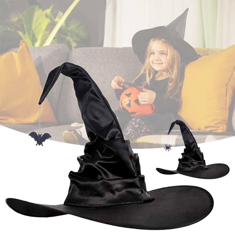 Pleated Modern Witch Hat Black Purple Makeup Props Leisure Halloween Hat  Travel