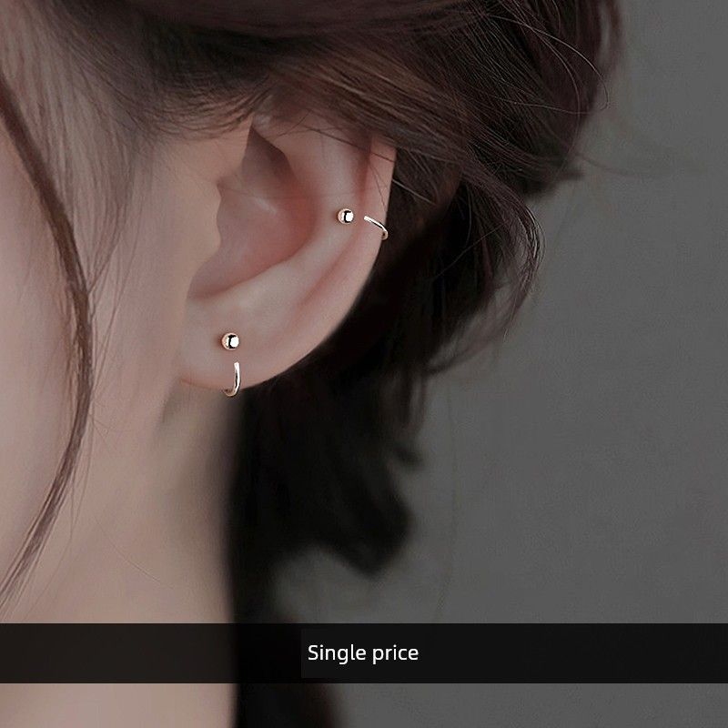 

Miss Z Sterling Silver Beanie Sleep No Need to Take off Female Earrings [999 Foot Silver] Doudou Ear Hook Single