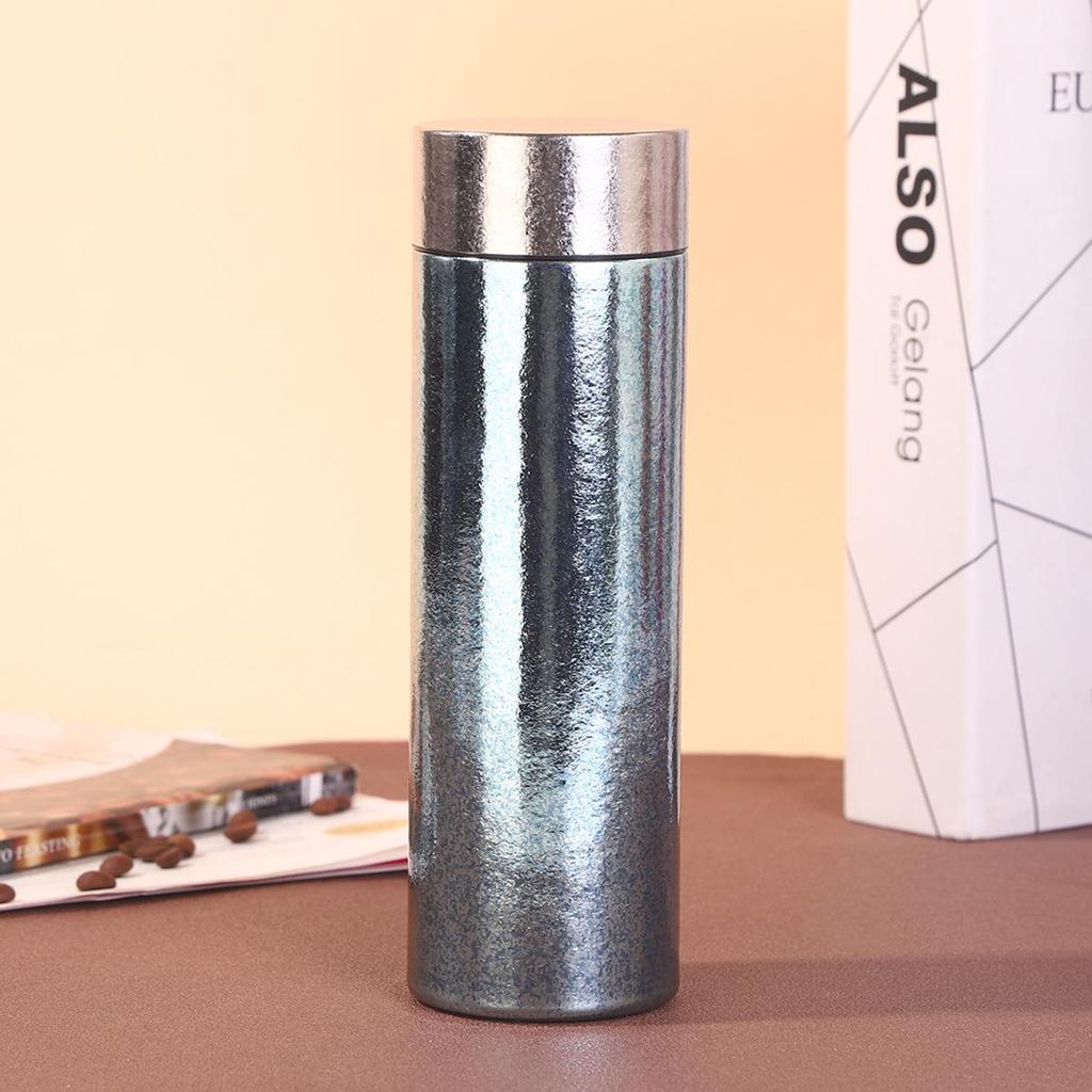 Titanium Thermos Cup - Double-Layer, Portable, Antibacterial Tea Brewer, Luxury Gift.