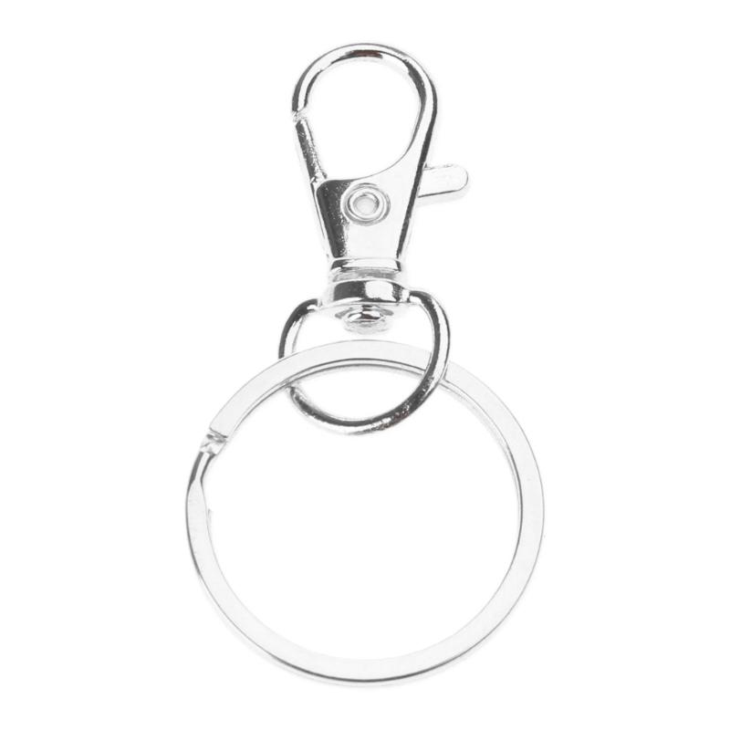 100Pcs Metal Swivel Lobster Claw Clasps Swivel Lobster Clasps with Large Rings Metal Keychain Making Accessories