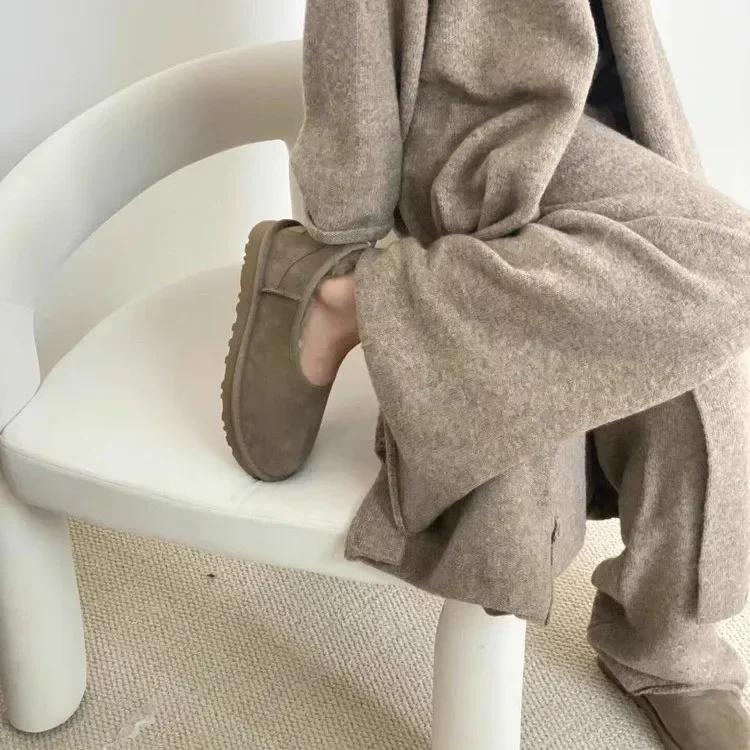 

Мода 2025 Женские Меховые Балетки на Платформе Теплые Зимние Сапоги из Замши Уютные Новые Женские Лоферы Зимний Короткий Плюш 35 бежевый