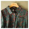 Vintage Floral Print Women's Shirt Summer Fashion Short Sleeve Pocket Loose Casual Blouse Comfortable Soft Thin Daily
