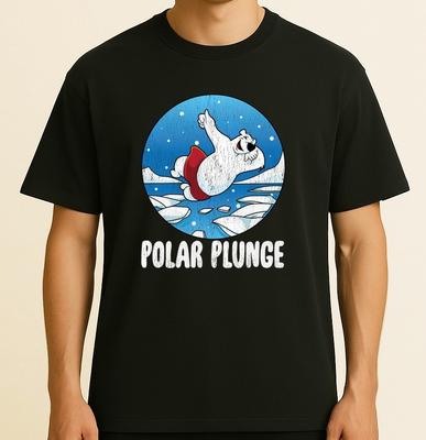 Plongeon Polaire Saut de Glace Ours Polaire Drôle Manchon de Natation Hivernale T-shirt Unisexe