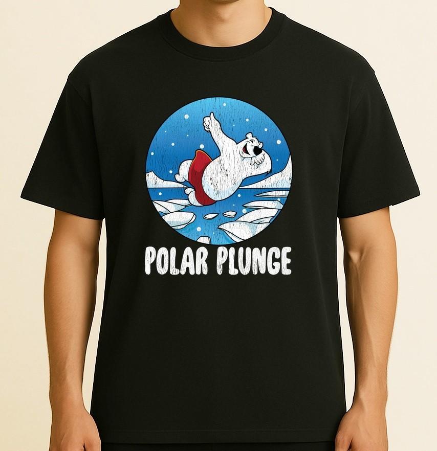 Polar Plunge Ice Jump Funny Polar Bear Winter Swimming Sleeve Unisex T-Shirt L