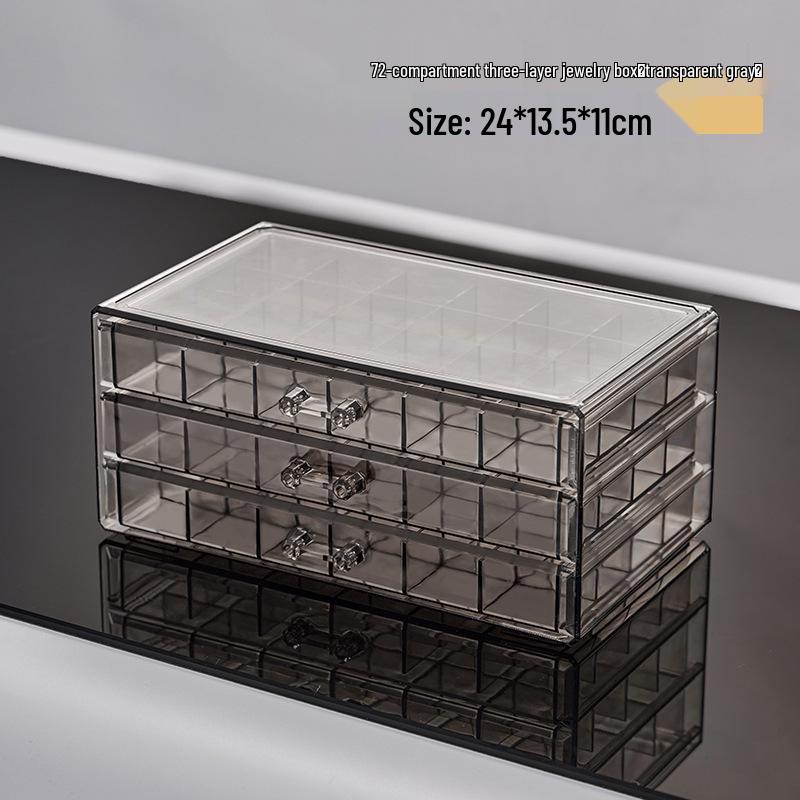 Dustproof Multi-layer Earring & Jewelry Organizer with 72 Grid Drawers