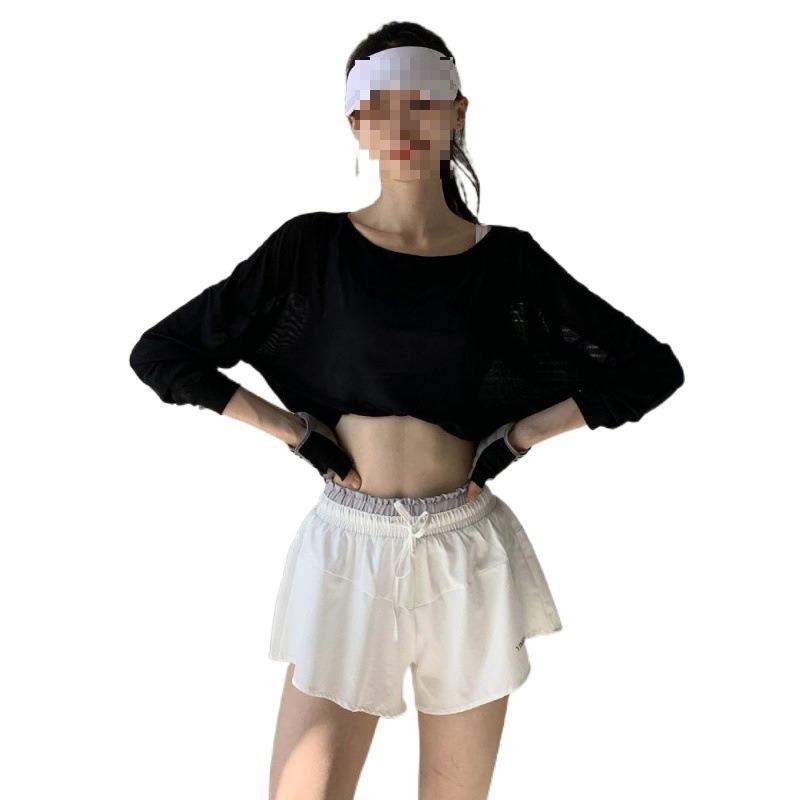 

Летние спортивные шорты женские свободные беговые противоскользящие фитнес-штаны с высокой талией тренировочные тонкие повседневные штаны для йоги L белый