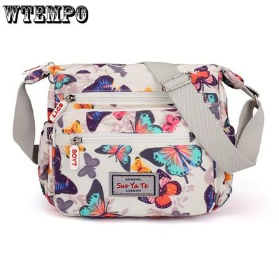 Casual Shoulder Crossbody Bag, Butterfly Crossbody, Women's Crossbody Messenger Bag Travel Bag Nylon Strap Adjustable Shoulder Strap Waterproof Bag