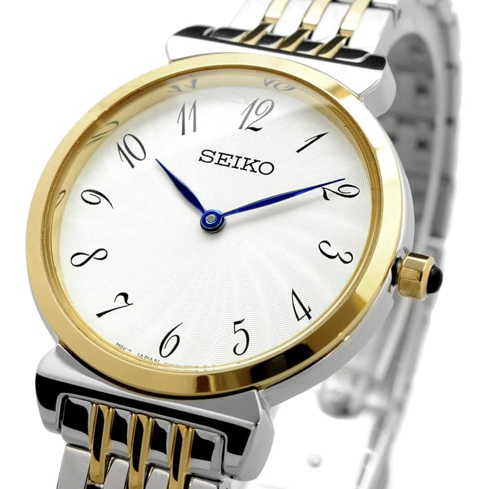 Seiko Quartz Women's Wristwatch SFQ800P1 Silver Gold Elegant Design Imported Model
