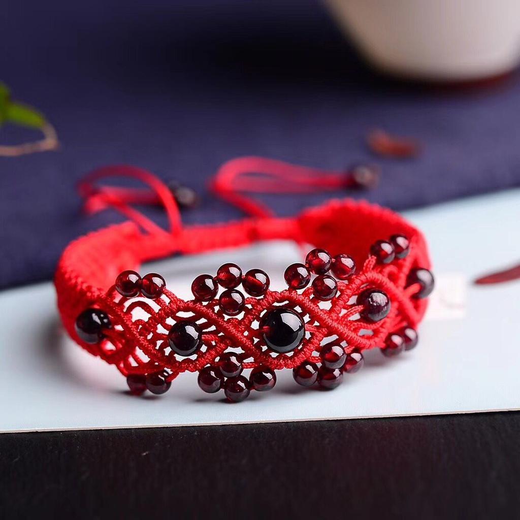 Agate Red Rope Hand-Woven Flower Blooming Rich Bracelet Ethnic Style Exquisite Couple Girlfriend Fashion Jewelry Handmade Auspicious Clouds