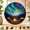 2D Flat, 2D Flat Acrylic Puzzle Suncatcher, Aurora Snow Mountain Campfire Themed Suncatcher Puzzle, Home and Garden Decoration, Suitable As a Gift for