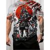Red Sun Warrior 3D Print Summer Casual Sports Short Sleeve T-Shirt