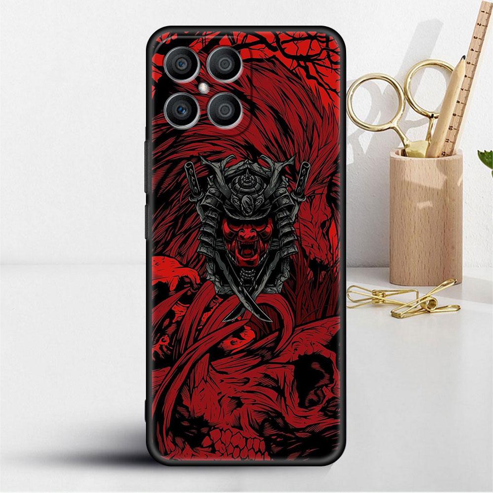 

Чехол с маской самурая Они для Huawei Honor X8 X9 P50 X7 50 20 8X Play 9A P40 P30 Lite P Smart 2021, черный чехол для телефона Huawei P Smart Z