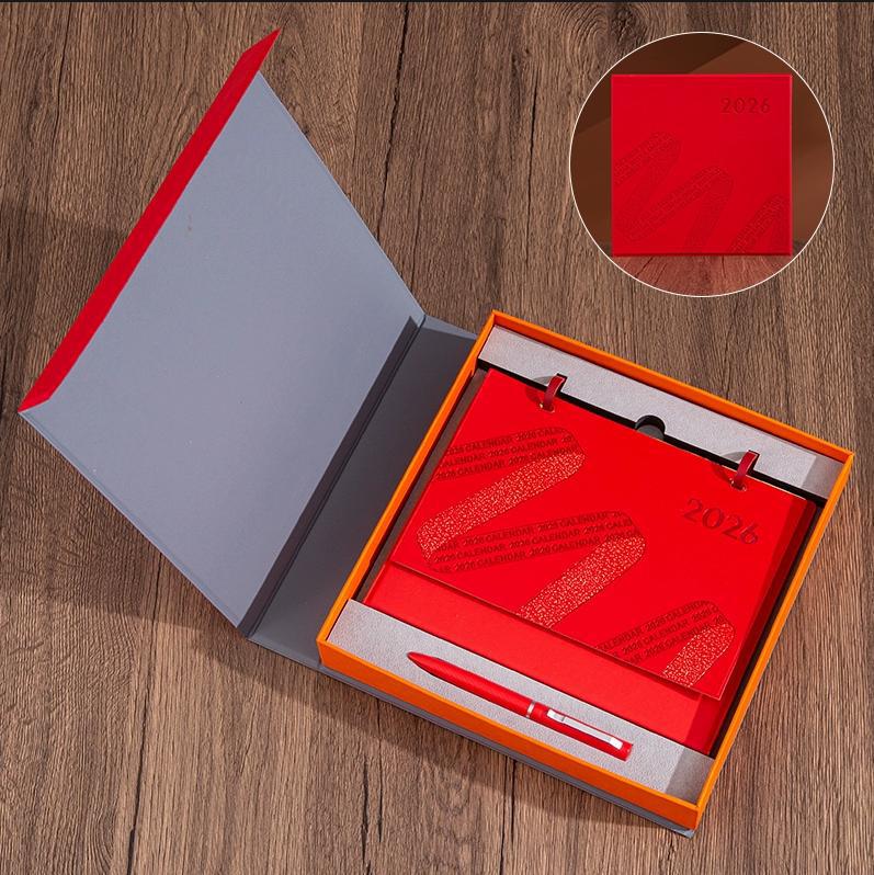 2026 Year of the Horse Leather Desk Calendar: Customizable High-End Planner & Desktop Ornament