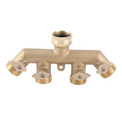 G3 4 Brass 4‑Way Garden Hose Splitter Ball Valve Hose Adapter Water Faucet Valve Connector