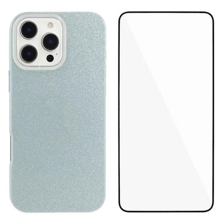 

Серія WANLONFENG XL2 для чохла iPhone 16 Pro IMD Блискуча TPU Чохол для телефону із захисною плівкою із загартованого скла Lake Green