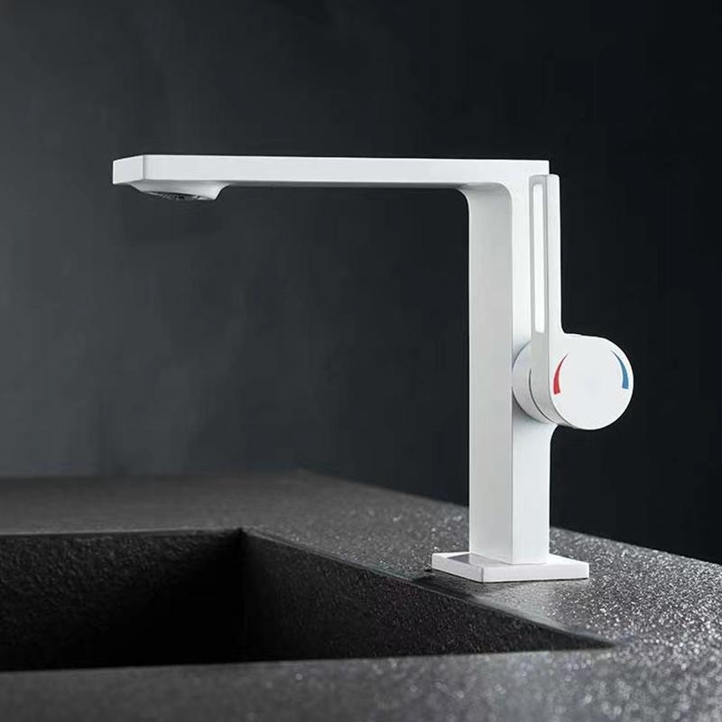 Baterie Lavoar Baie Aur Roz Alb Alamă Montare pe Punte Monocomandă Monogaură Mixer Apă Rece și Caldă Baterie Bazin Apă Negru/Alb