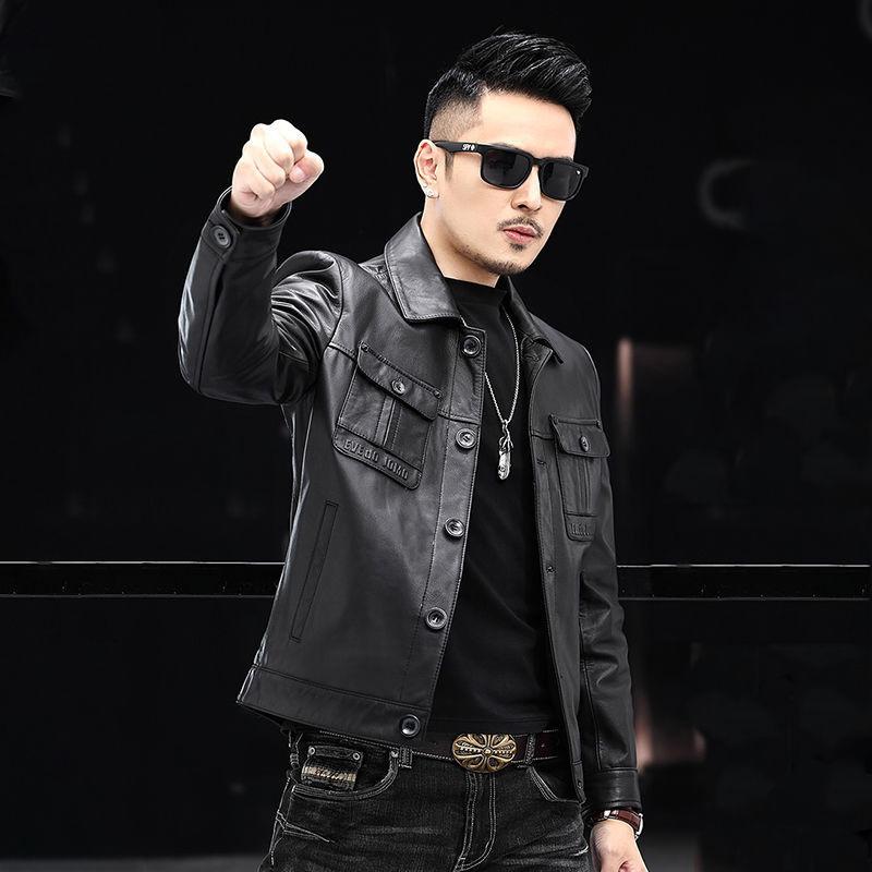 Genuine leather jacket men's first-layer cowhide autumn and winter new motorcycle jacket leather jacket business casual jacket trend
